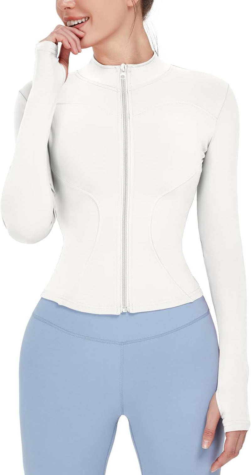 Women's Lightweight Stretchy Running Track Jacket with Thumb Holes