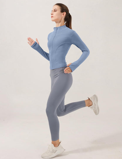 Women's Lightweight Stretchy Running Track Jacket with Thumb Holes