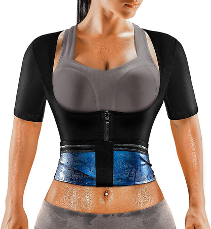 Slimming Sauna Suit: Women's Weight Loss Zip-Up Waist Trainer & Body Shaper