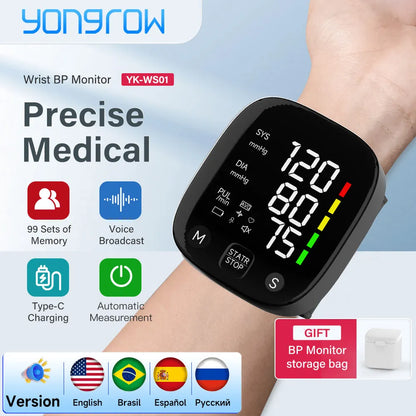 LED Wrist Blood Pressure Monitor with Voice