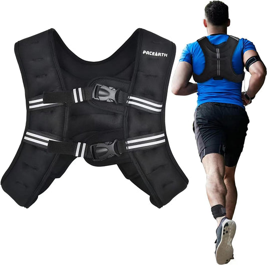 Weighted Vest, 6Lb/12Lb/16Lb/20Lb/25Lb/30Lb Weight Vest with Reflective Stripe, Body Weight Vests Adjustable for Men, Women Workout, Strength Training, Running, Walking, Jogging