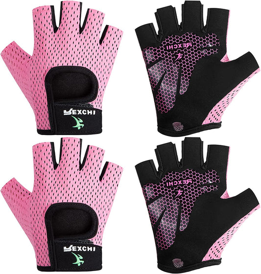 "Adjustable Breathable Workout Gloves - 2 Pairs for Men and Women - Ideal for Weight Lifting, Fitness, and Cycling"